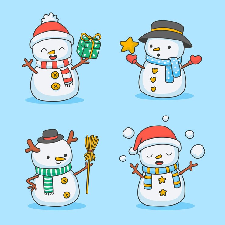 Vector set of cute snowman illustration