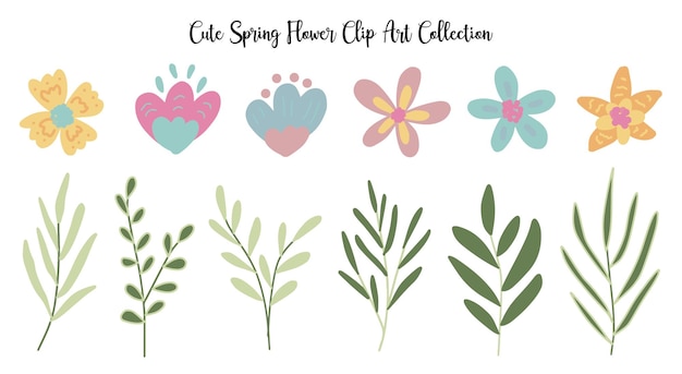 Una serie di graziose clip art di fiori primaverili