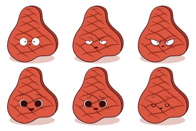 Vector set of cute steak