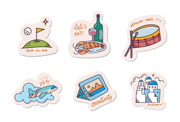 Set of Cute Sticker Design