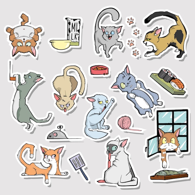 Set of Cute sticker template decorated