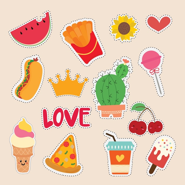 Vector set of cute sticker