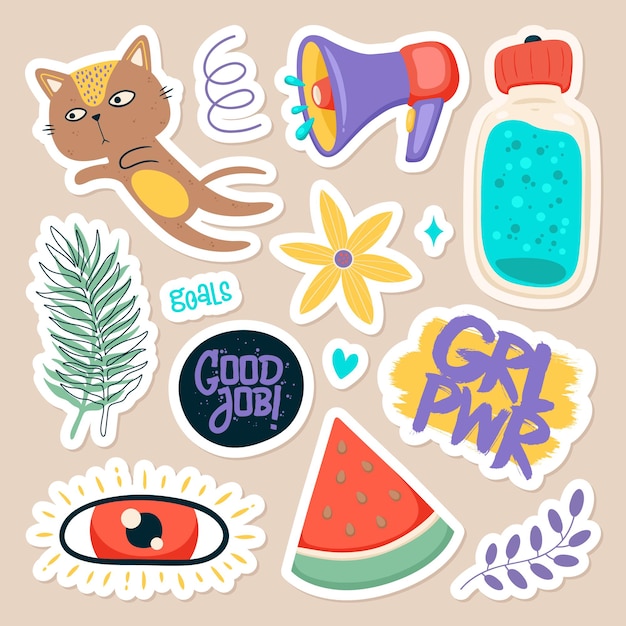 Set of cute stickers