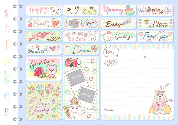 Vector set cute stickers