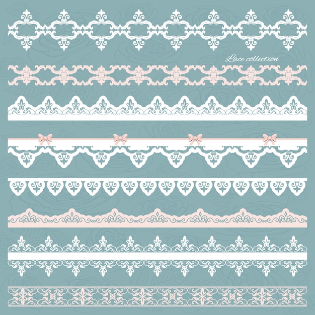 Vector set of cute straight lace