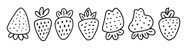Vector set of cute strawberry doodle emoticon illustration