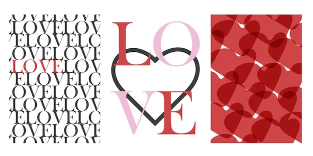 Set of cute stylish designs for Valentines Day or wedding invitation