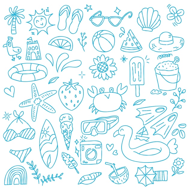 Vector set of cute summer time