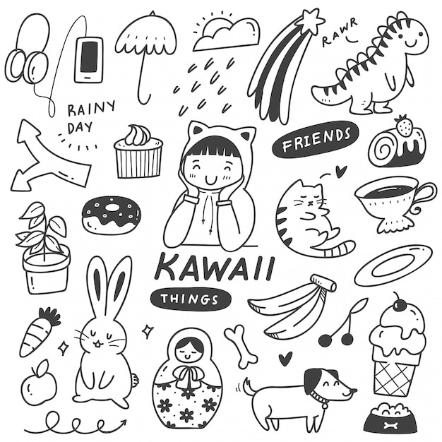 Set of Cute Things Doodles