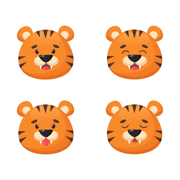 Vector set of cute tiger emotions