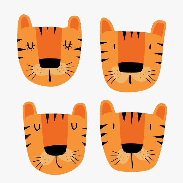 Vector set of cute tigers