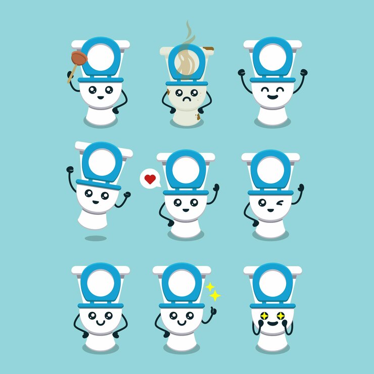 Vector set of cute toilet mascot logo design illustration