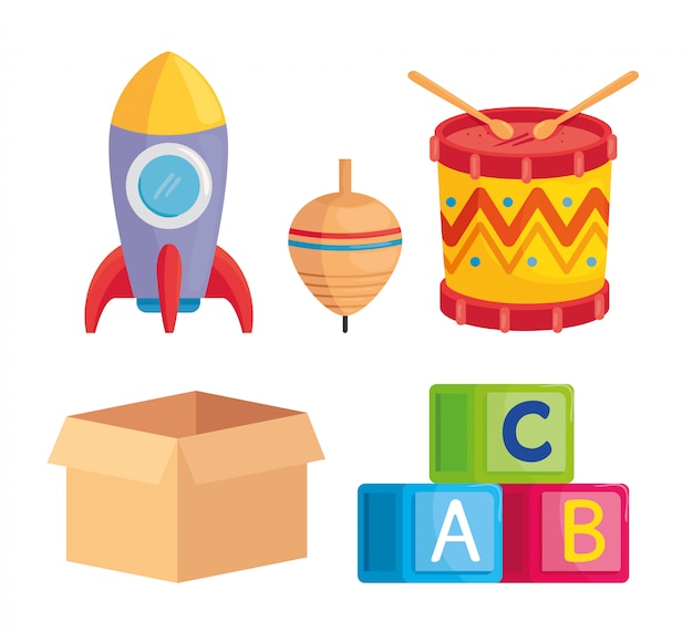 Vector set of cute toys kids