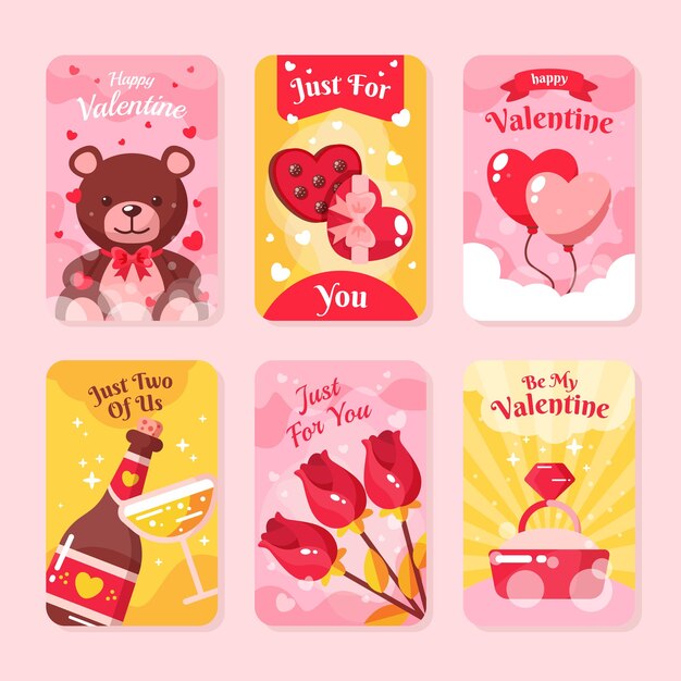 Vector set of cute valentine's day cards