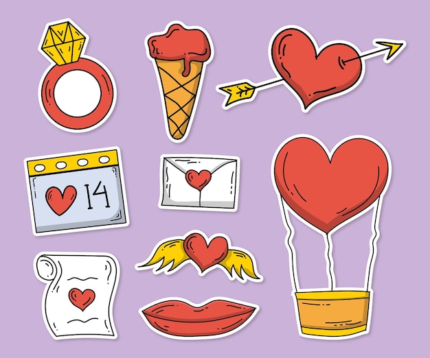 Vector set of cute valentine stickers