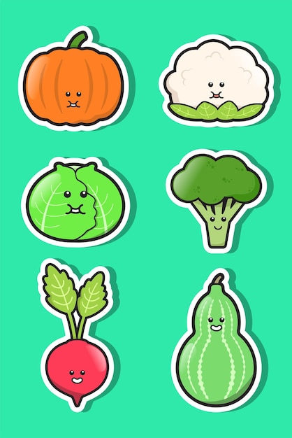 Vector a set of cute vegetables