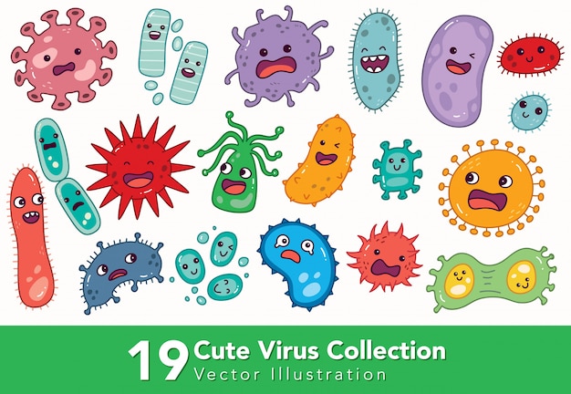Set of cute virus collection