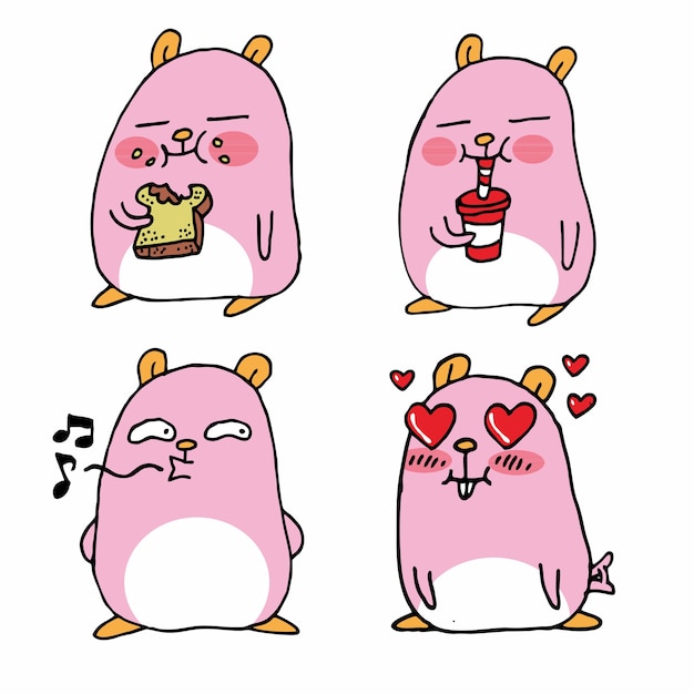 a set of cute weird hamster