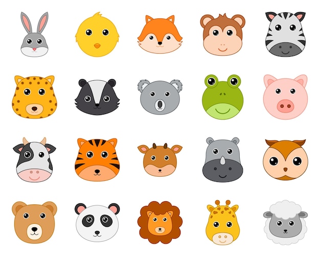 Vector set of cute wild animals