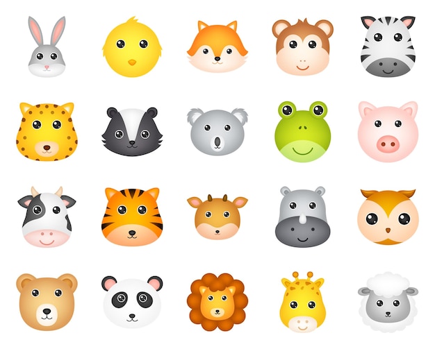 Vector set of cute wild animals