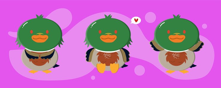 Vector set of cute wood duck
