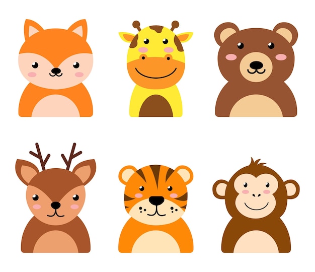 A set of cute woodland animals