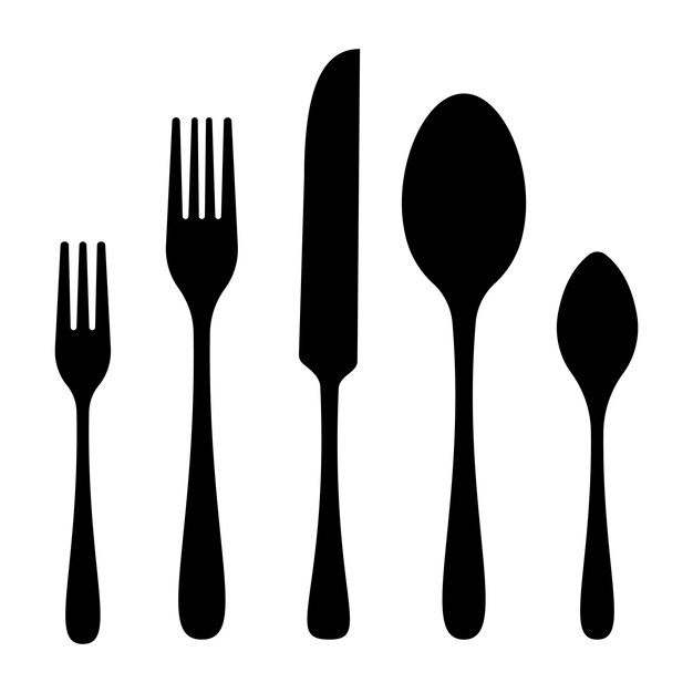 Set of cutlery iconcutlery set of fork spoon and knife vectorset of the cutlery on white backgro