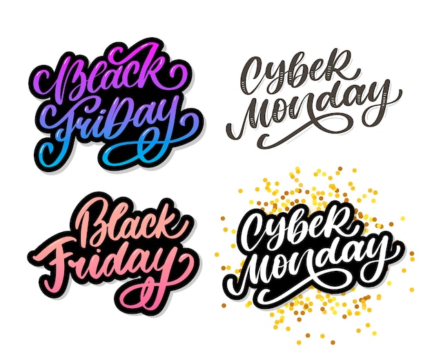 set of Cyber Monday lettering isolated on white