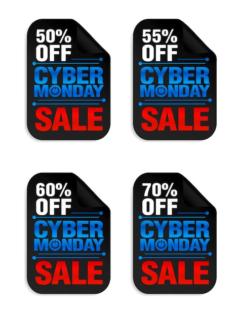 Set Cyber Monday Power Sale-stickers Cyber Monday Sale 50 55 60 70 korting