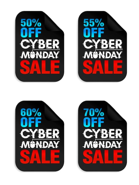 Set Cyber Monday Sale stickers Cyber Monday sale 50 55 60 80 korting