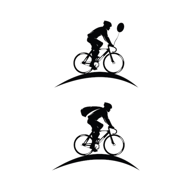 Set of cyclist logo silhouettes