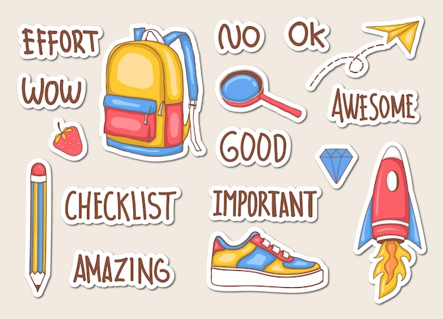 Set of daily planner decorative stickers