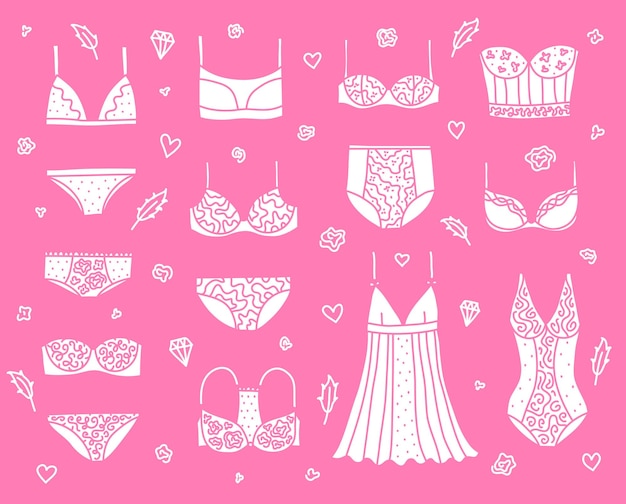 Vector set dameslingerie en nachtkleding