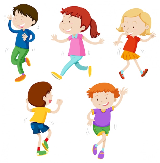 Vector a set of dancing kids