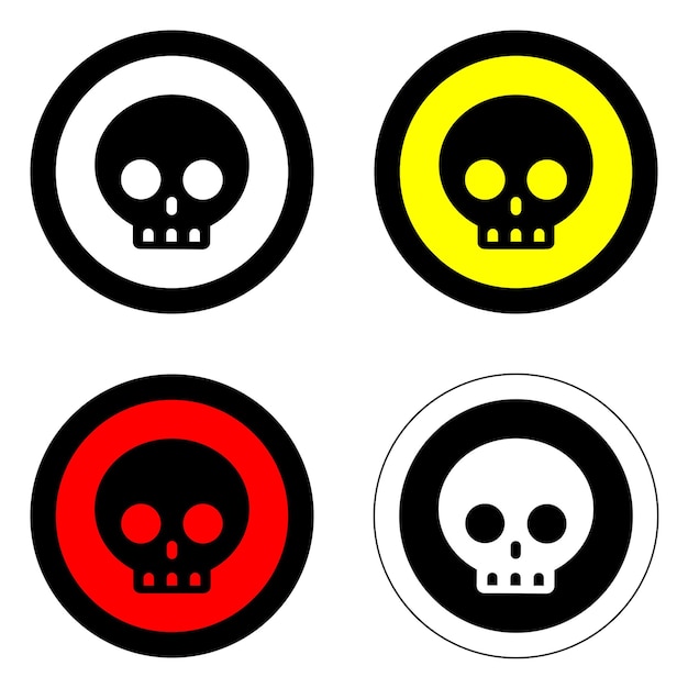 set danger circle skull warning sign of caution hazard traffic toxic poison icon symbol isolated