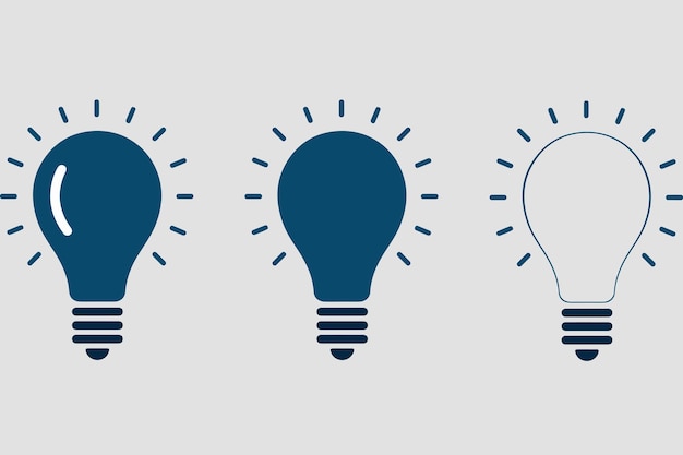 Vector set of dark blue light bulbs vector illustrations