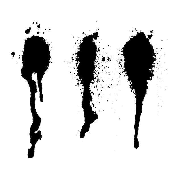 Set of dark ink splashes,