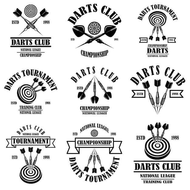 Set darts club labelsjablonen.