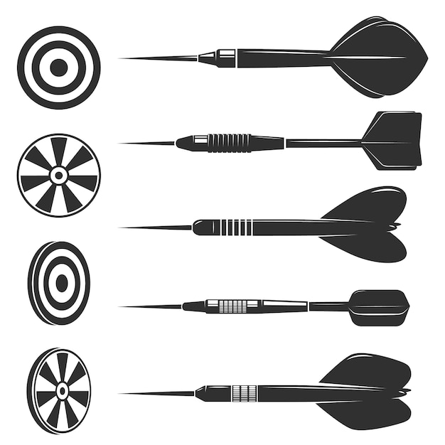 Set of darts for darts game. Design elements for logo, label, emblem, sign, brand mark.