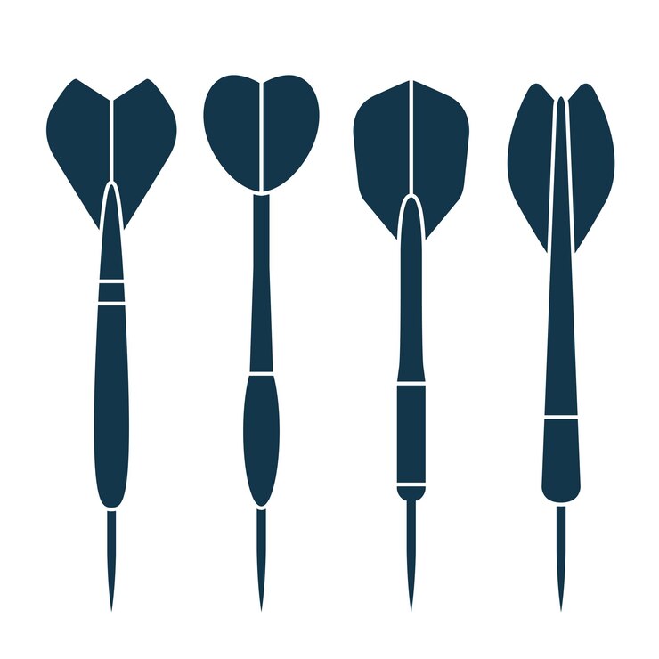 Set of darts simple icons of silhouettes of dart arrows vector
