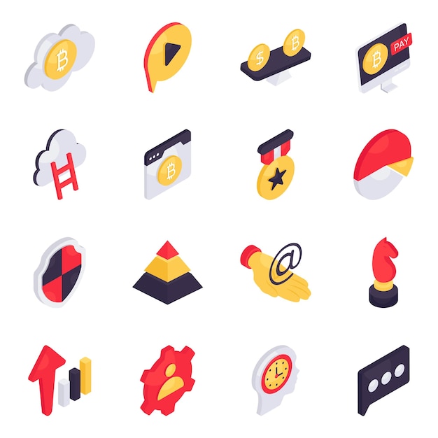 Vector set of data analytics isometric icons