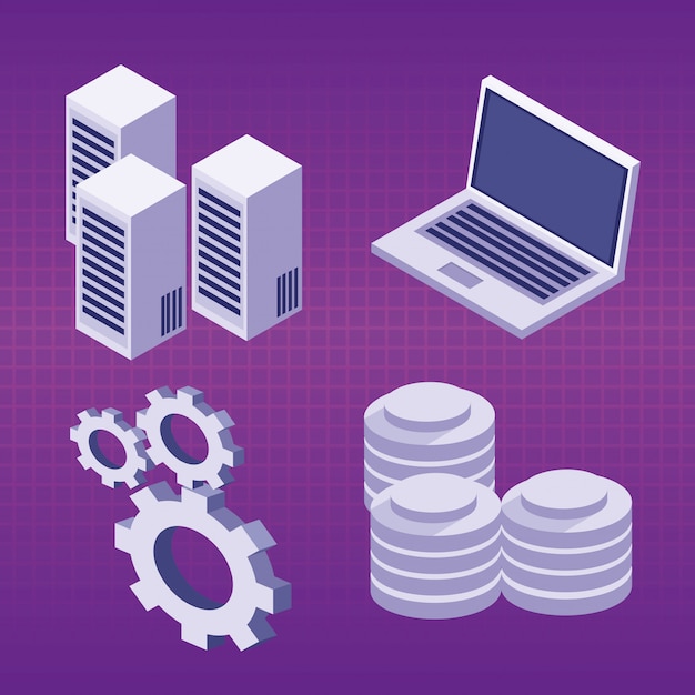 Vector set of data center icons