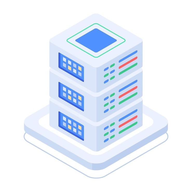 Vector set of database management isometric icons