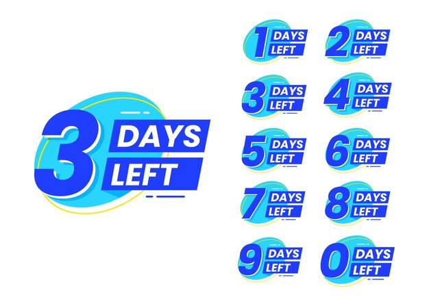 Set of day countdown designs