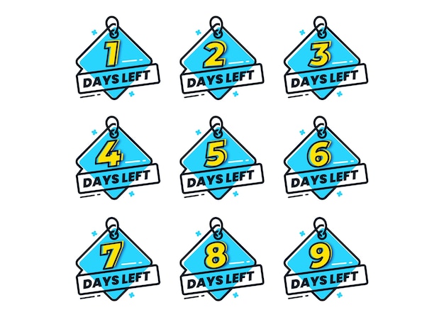 Set of day countdown designs