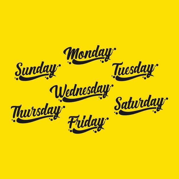 Vector set of days of the week vector