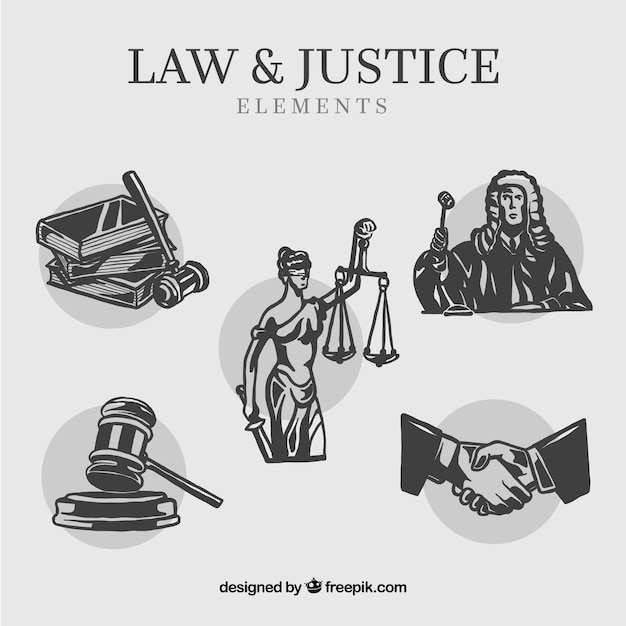 Vector set de elementos de derecho y justicia