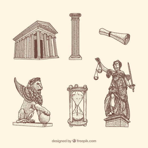 Vector set de elementos de derecho y justicia
