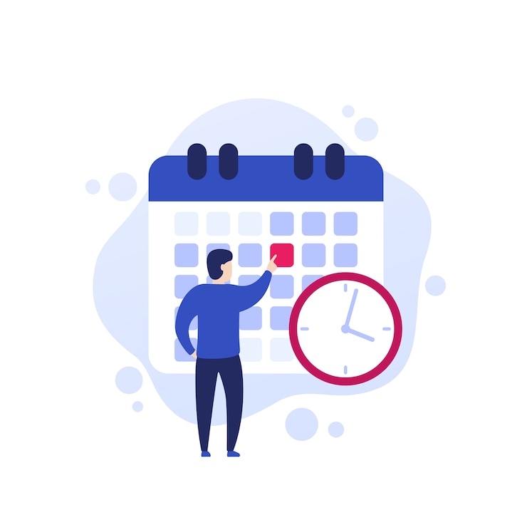 Vector set a deadline, time management concept