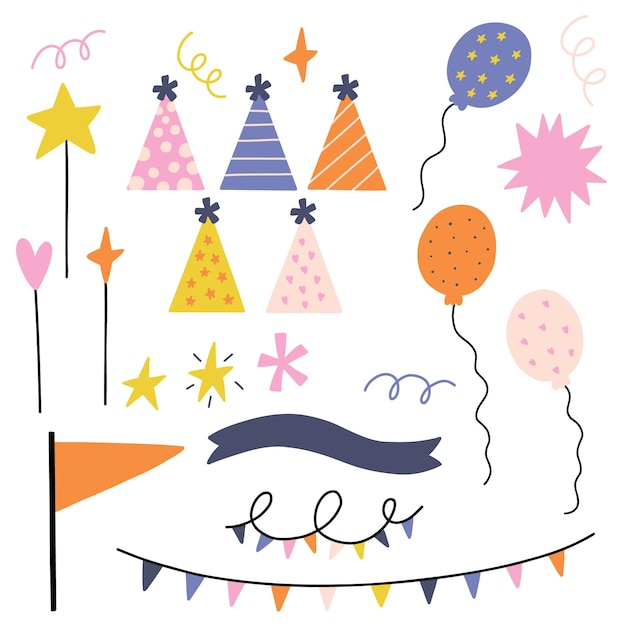 Set Decor Birthday Clipart Element